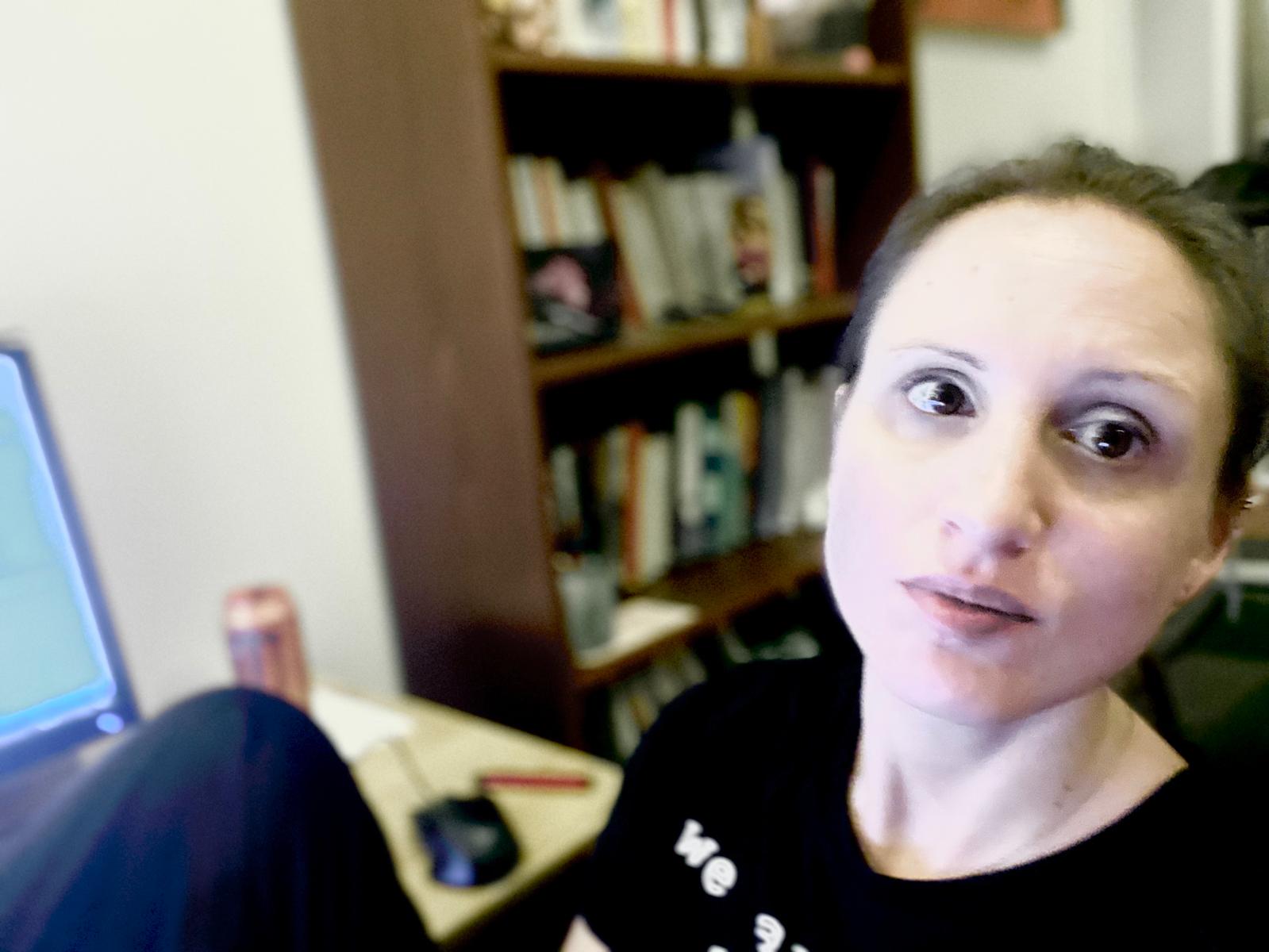 The artist in her studio